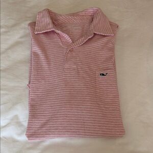 Vineyard Vines Pink and White Striped Polo